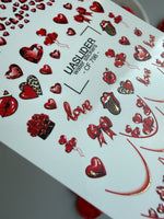 Valentine Heart Nail Decals — Red Love Gold Foil | CF - 798 - UASLIDER