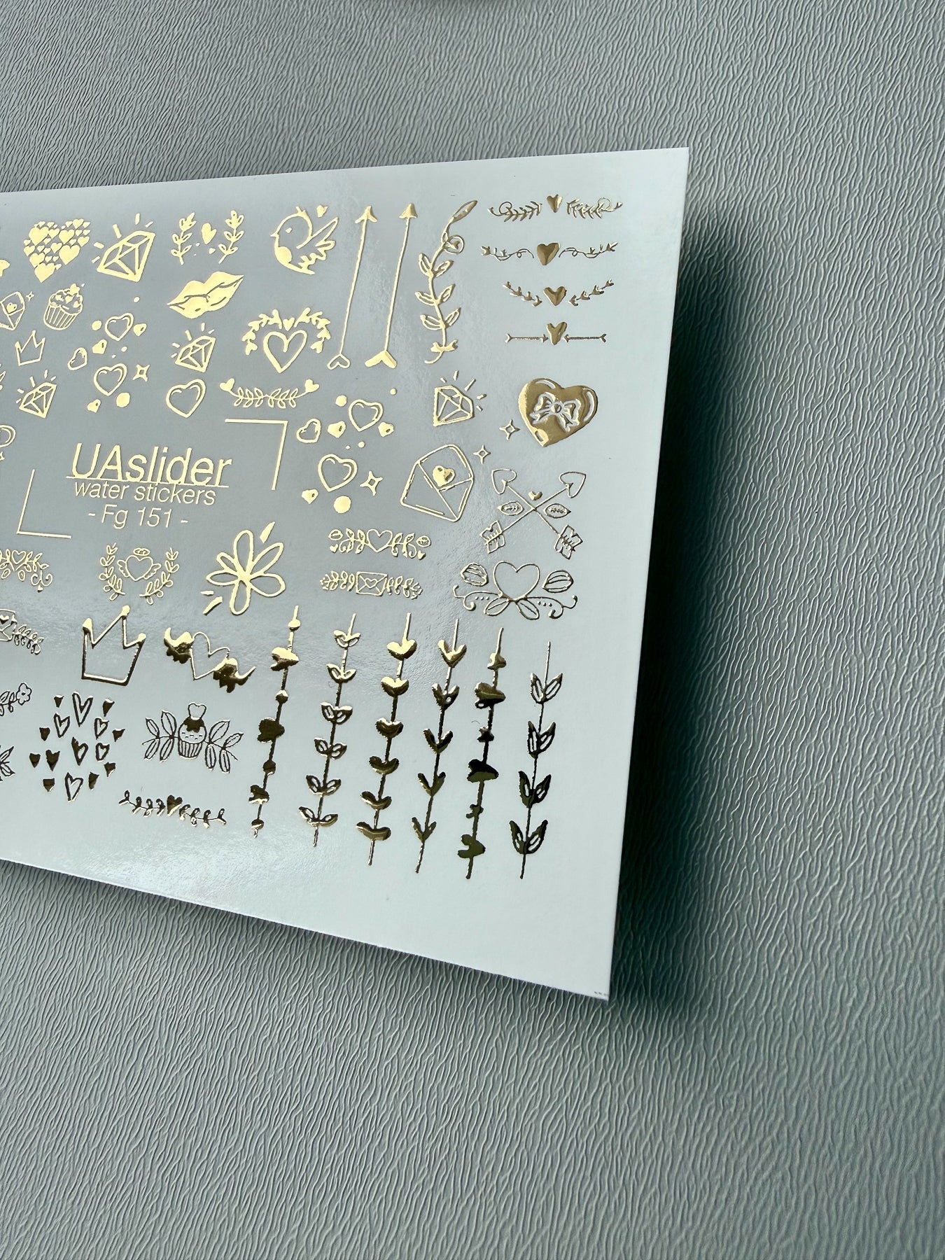 Valentine Nail Decals — Gold Foil Love Icons Mix | Fg - 151 - UASLIDER