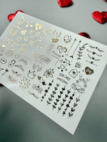 Valentine Nail Decals — Gold Foil Love Icons Mix | Fg - 151 - UASLIDER