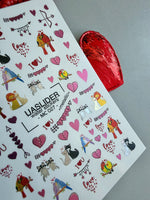 Valentine Nail Decals — Metallic Animal Couples Hearts Love | MC-027 - UASLIDER