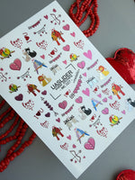 Valentine Nail Decals — Metallic Animal Couples Hearts Love | MC-027 - UASLIDER