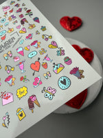 Valentine Nail Decals — Metallic Cute Love Icons & Sweets | MC-009 - UASLIDER