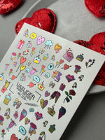 Valentine Nail Decals — Metallic Cute Love Icons & Sweets | MC-009 - UASLIDER
