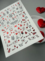 Valentine Nail Decals — Metallic Love Letters Couples & Text | MC-008 - UASLIDER