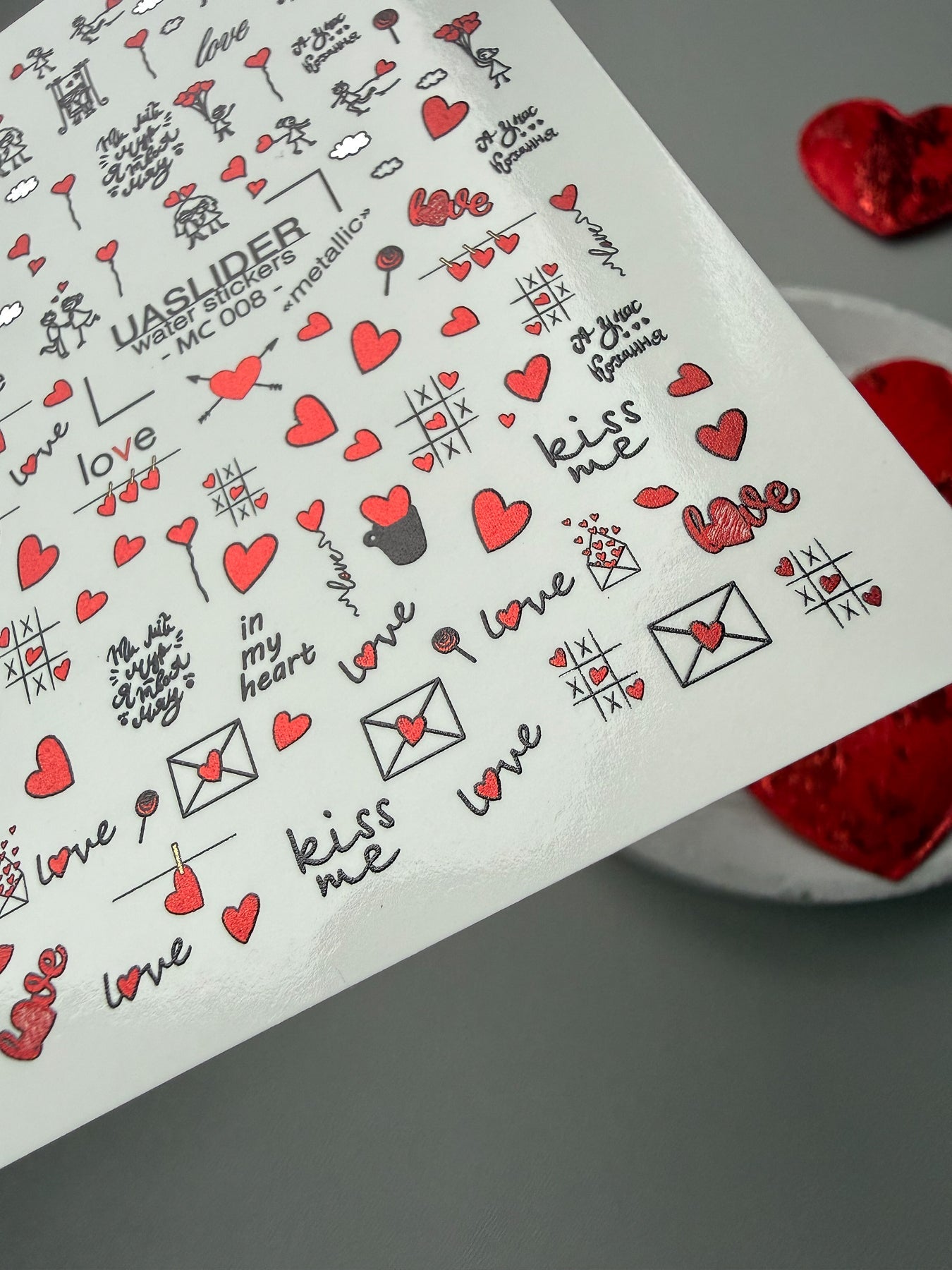 Valentine Nail Decals — Metallic Love Letters Couples & Text | MC-008 - UASLIDER