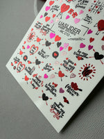 Valentine Nail Decals — Metallic Love Text & Cartoon Hearts | MC-010 - UASLIDER