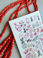 Valentine Nail Decals — Metallic Love Text Cats & Heart Locks | MC-034 - UASLIDER