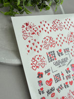 Valentine Nail Decals — Metallic Love Text XOXO Hearts | MC-023 - UASLIDER