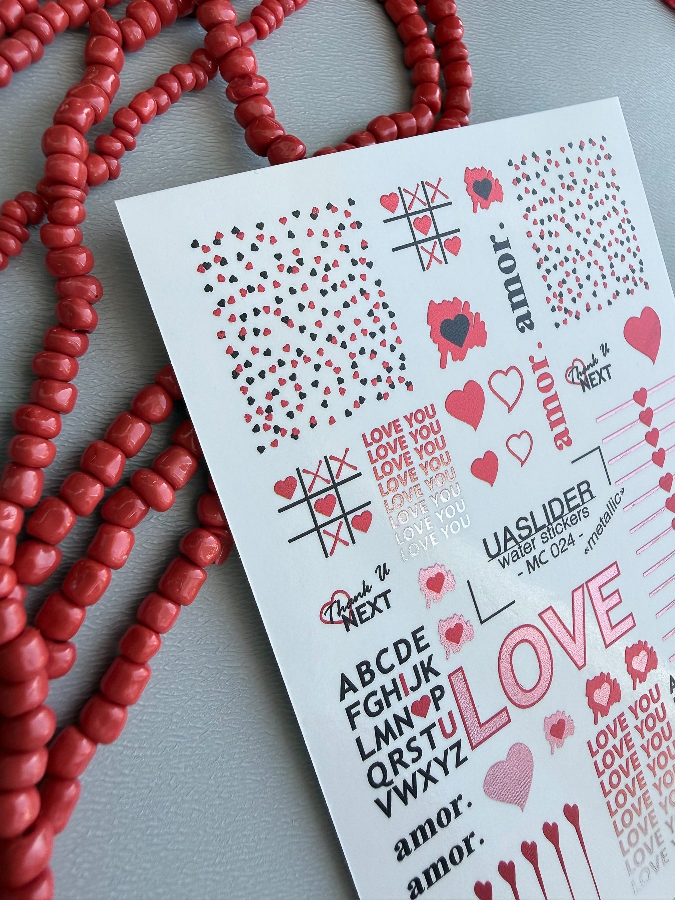 Valentine Nail Decals — Metallic Love You Amor Typography | MC-024 - UASLIDER