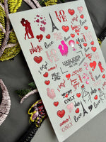 Valentine Nail Decals — Metallic Paris Love Couples & Text | MC-039 - UASLIDER