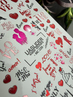 Valentine Nail Decals — Metallic Paris Love Couples & Text | MC-039 - UASLIDER