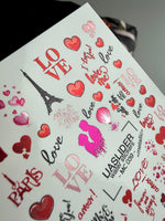 Valentine Nail Decals — Metallic Paris Love Couples & Text | MC-039 - UASLIDER