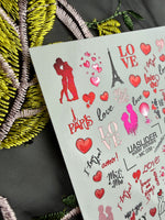 Valentine Nail Decals — Metallic Paris Love Couples & Text | MC-039 - UASLIDER