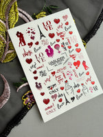 Valentine Nail Decals — Metallic Paris Love Couples & Text | MC-039 - UASLIDER