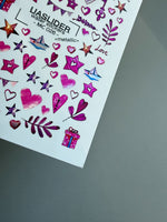 Valentine Nail Decals — Metallic Pink Hearts Stars & Keys | MC-026 - UASLIDER