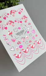 Valentine Nail Decals — Metallic Pink Hearts Sweets & Lips | MC-022 - UASLIDER