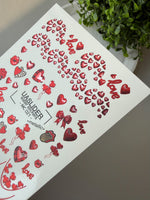Valentine Nail Decals — Metallic Red Hearts, Bows & Love Script | MC - 021 - UASLIDER