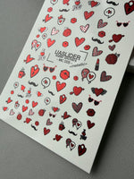 Valentine Nail Decals — Metallic Red Hearts Lips & Icons | MC-005 - UASLIDER