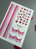 Valentine Nail Decals — Pink Ombre Hearts & Silver Foil | CF - 806 - UASLIDER