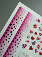 Valentine Nail Decals — Pink Ombre Hearts & Silver Foil | CF - 806 - UASLIDER