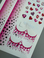 Valentine Nail Decals — Pink Ombre Hearts & Silver Foil | CF - 806 - UASLIDER