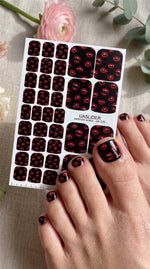 Vampire Lips Pedicure Wraps — Red Fangs on Black | pw-326 - UASLIDER