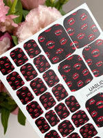 Vampire Lips Pedicure Wraps — Red Fangs on Black | pw-326 - UASLIDER