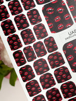 Vampire Lips Pedicure Wraps — Red Fangs on Black | pw-326 - UASLIDER