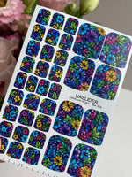 Vibrant Floral Pedicure Wraps — Blue, Purple & Yellow | pw-358 - UASLIDER
