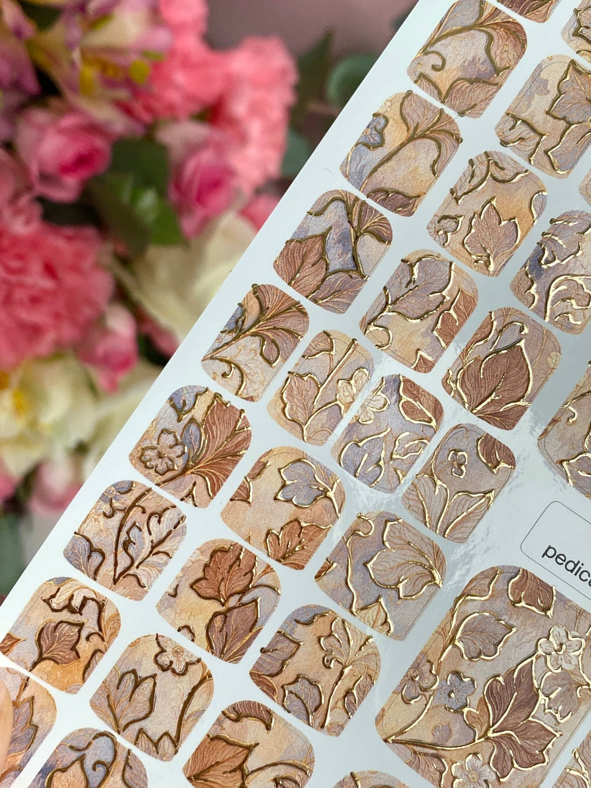 Vintage Botanical Pedicure Wraps — Mauve & Gold Foil | pwg-051 - UASLIDER