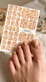 Vintage Chintz Pedicure Nail Wraps — Sand & Dusty Violet Floral | PW-052 - UASLIDER