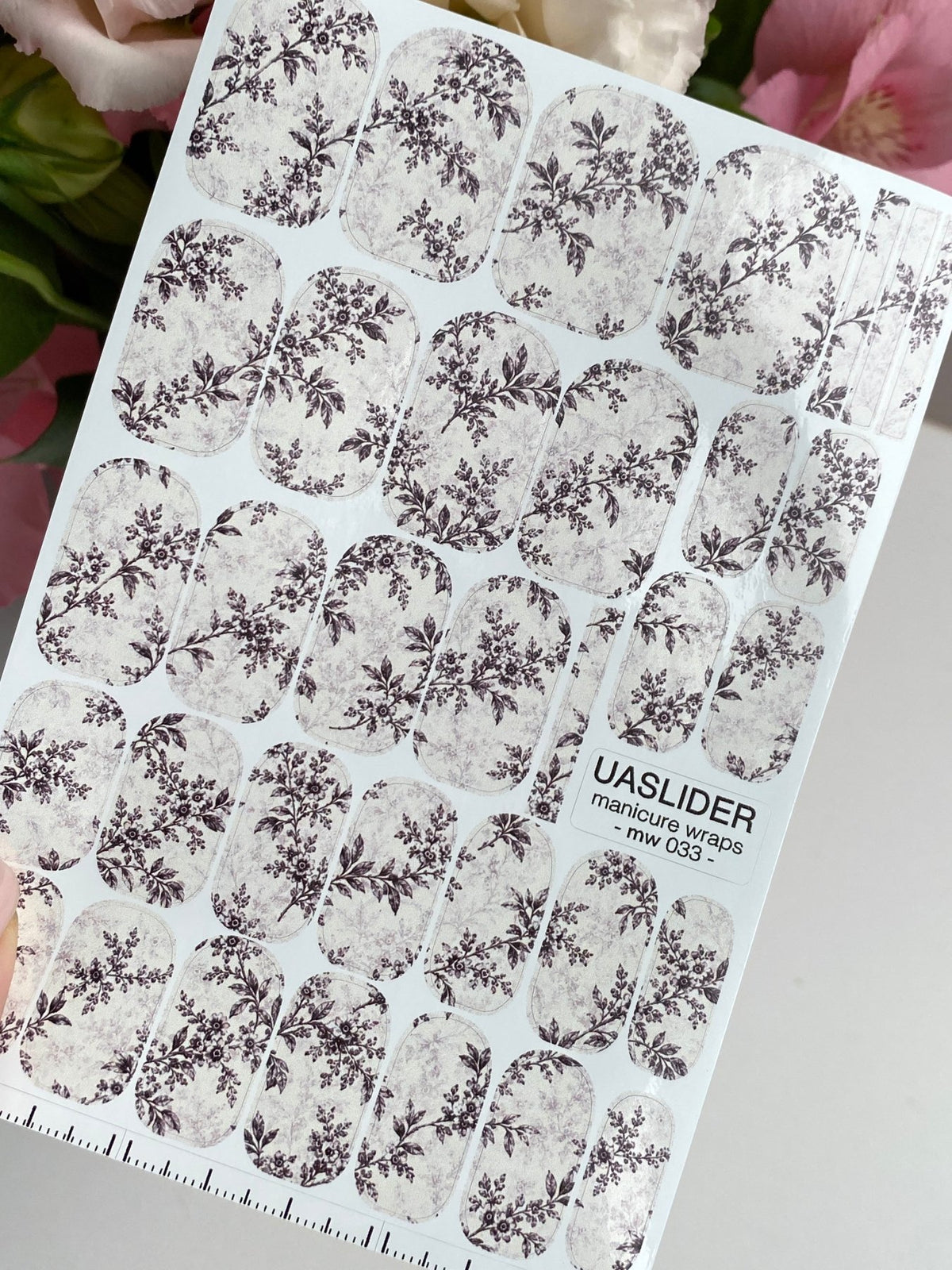 Vintage Floral Manicure Wraps — Plum Branches on Ivory | mw-033 - UASLIDER