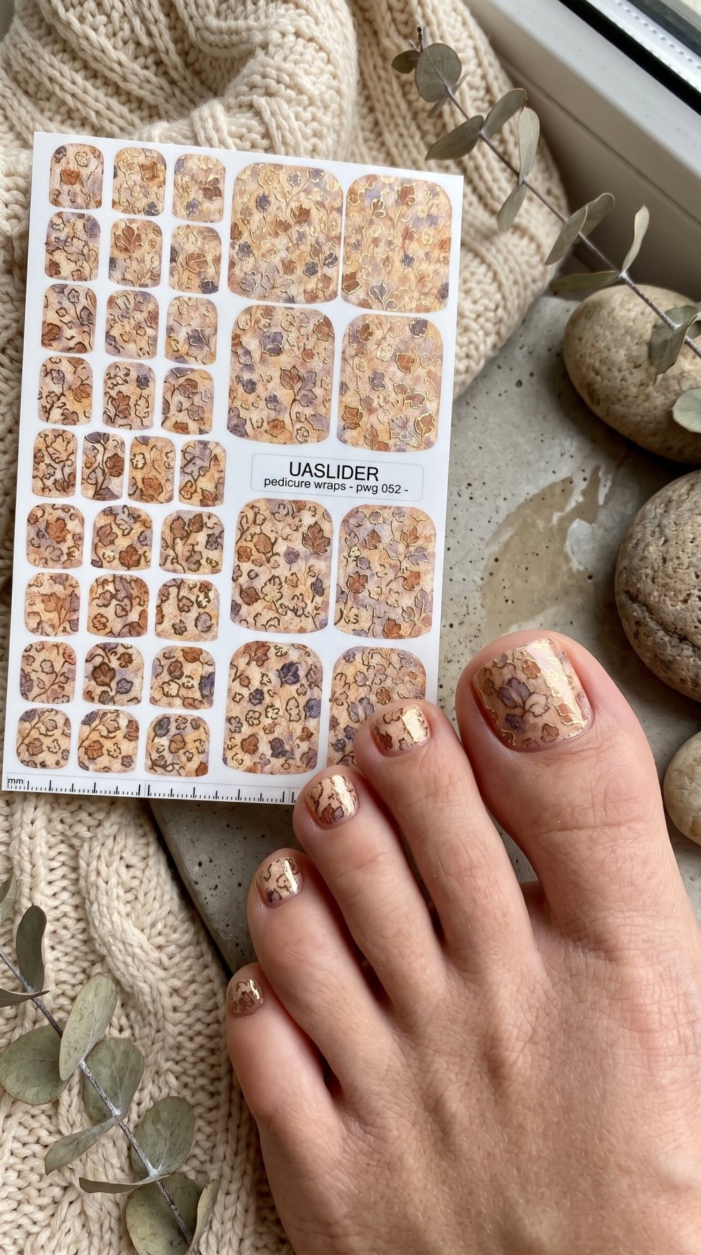 Vintage Floral Pedicure Nail Wraps — Pastel & Gold Foil | pwg-052 - UASLIDER