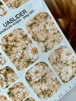 Vintage Floral Pedicure Wraps — Script & Gold Foil | pwg-060 - UASLIDER