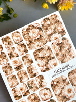 Vintage Script Peony Pedicure Nail Wraps — Cream Florals on Antique Paper | PW-060 - UASLIDER