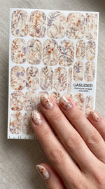 Vintage Wildflower Manicure Nail Wraps — Beige Botanical | mw-048 - UASLIDER