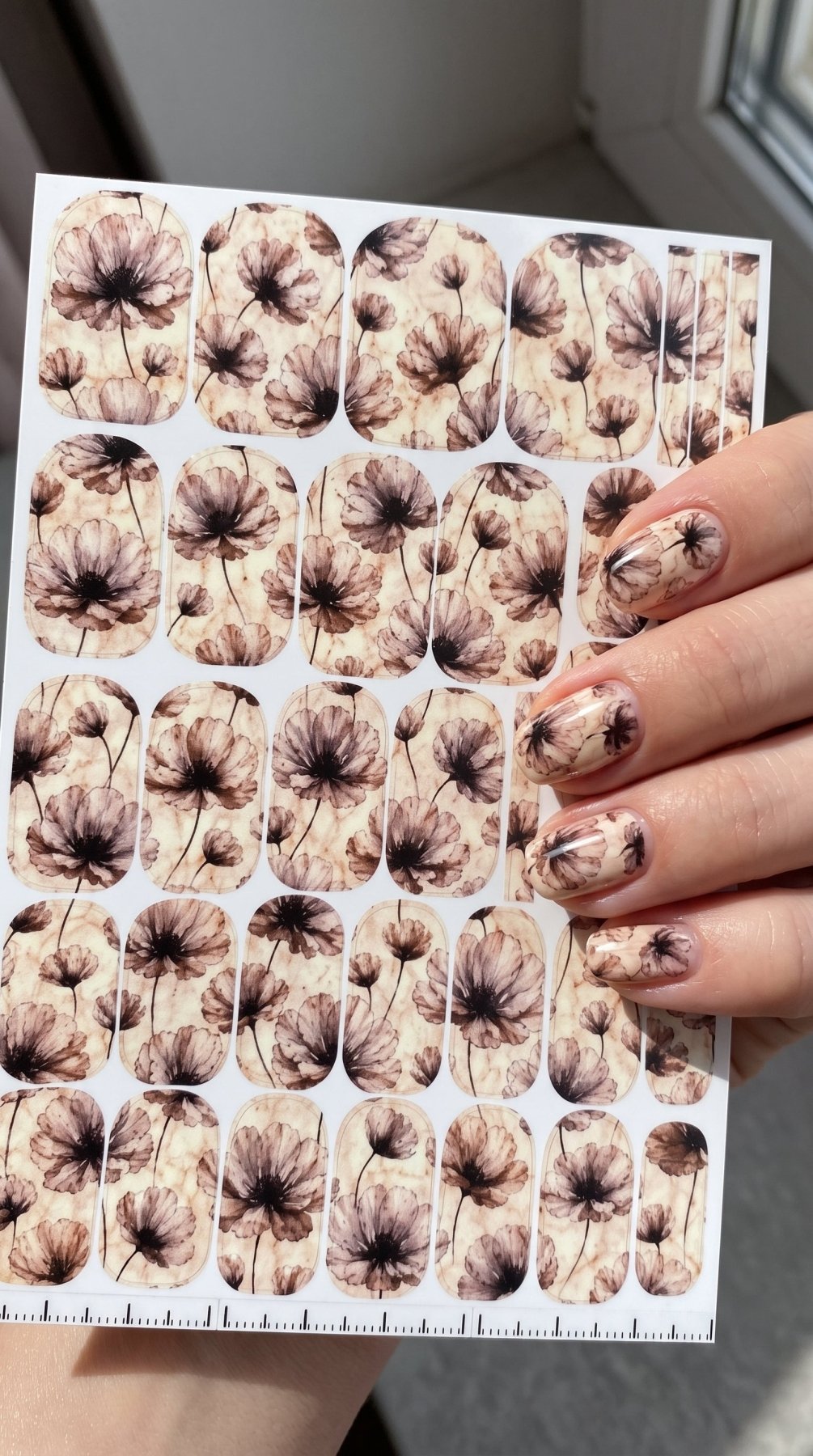 Vintage Wildflower Manicure Wraps — Mocha & Ivory | mw-055 - UASLIDER