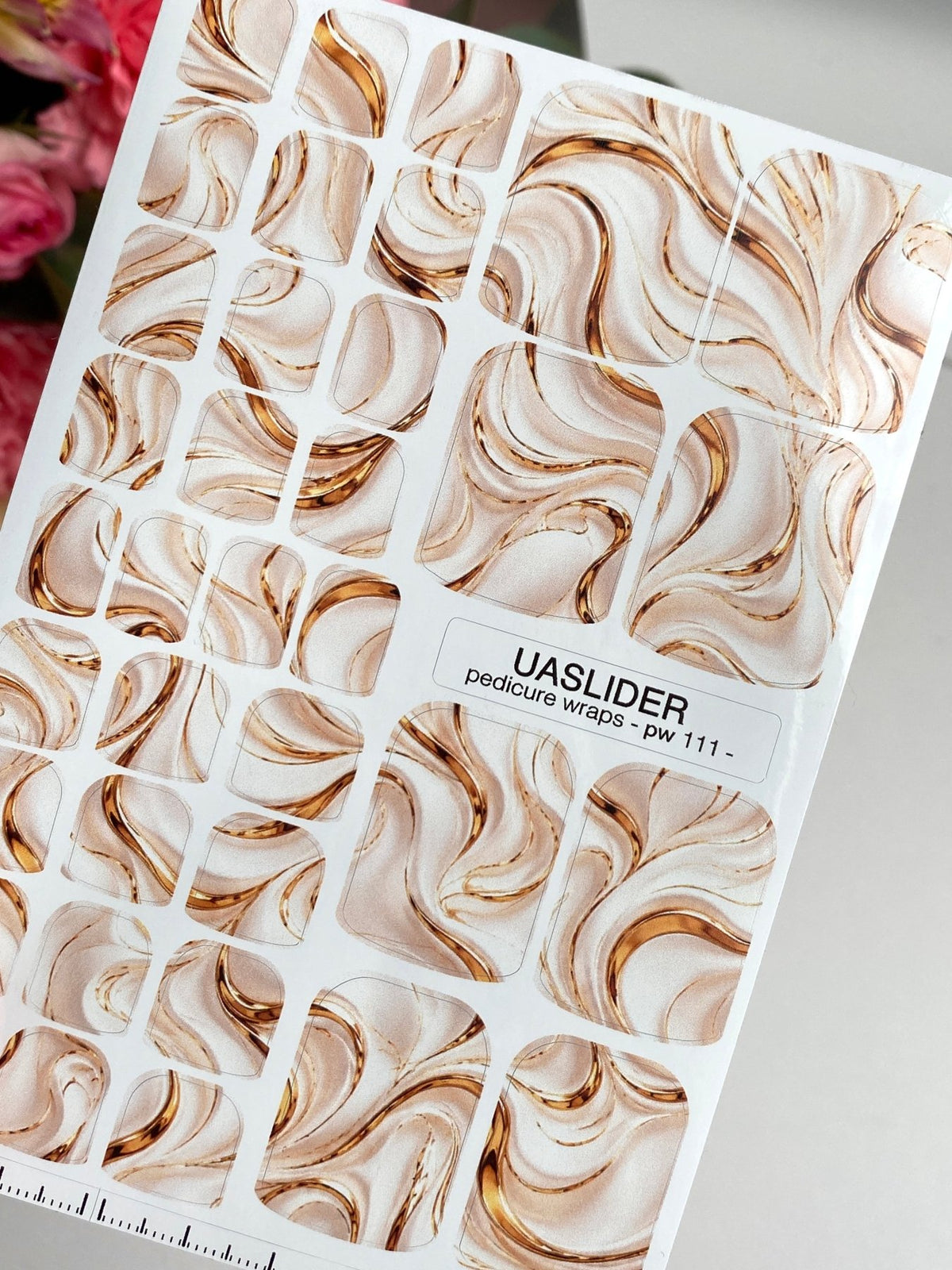 Warm Beige Marble Pedicure Wraps — Caramel Swirls | pw-111 - UASLIDER