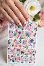 Watercolor Floral Manicure Wraps — Teal, Mauve & Pink | mw-059 - UASLIDER