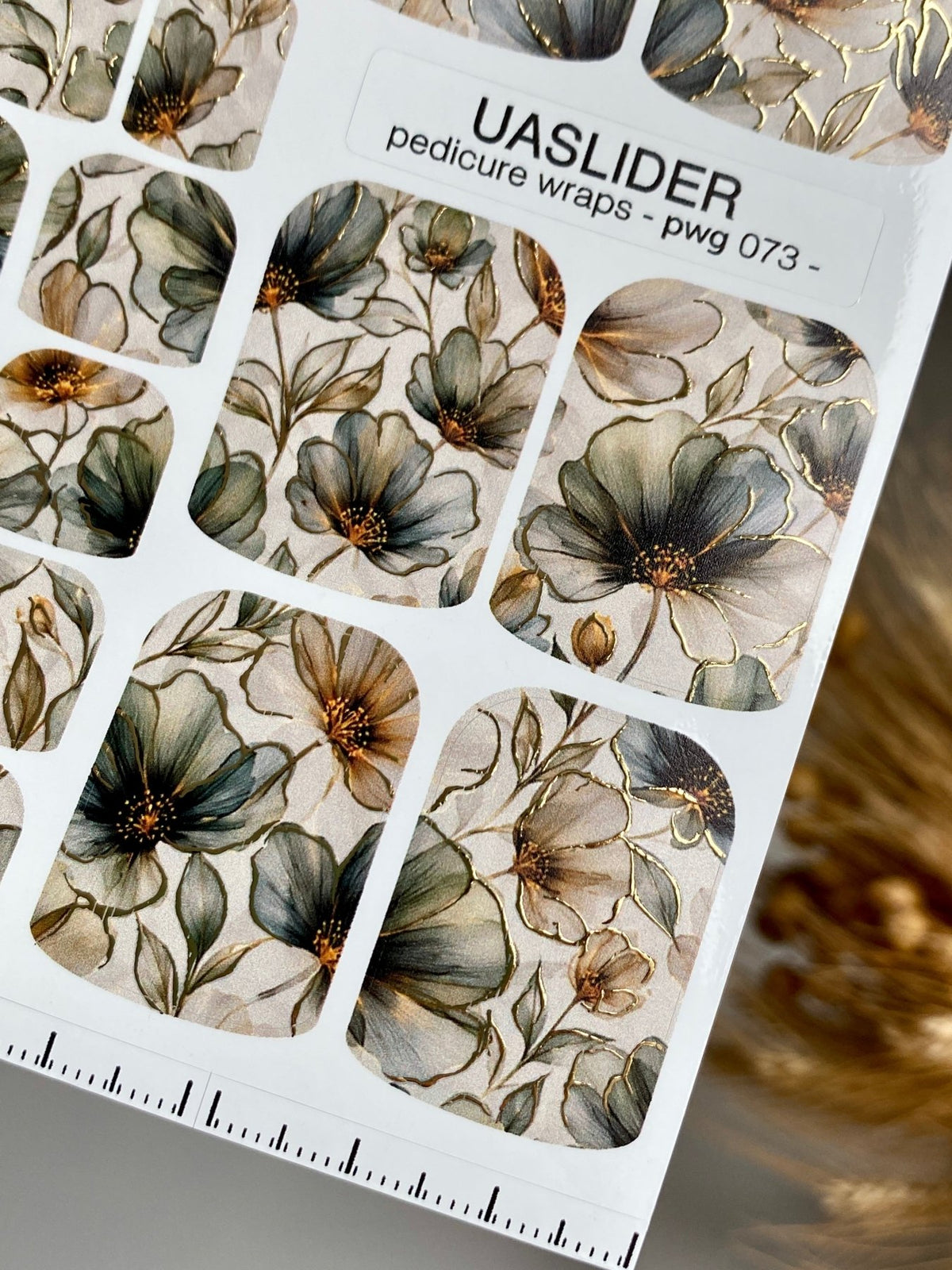 Watercolor Floral Pedicure Nail Wraps — Gold Foil | pwg-073 - UASLIDER