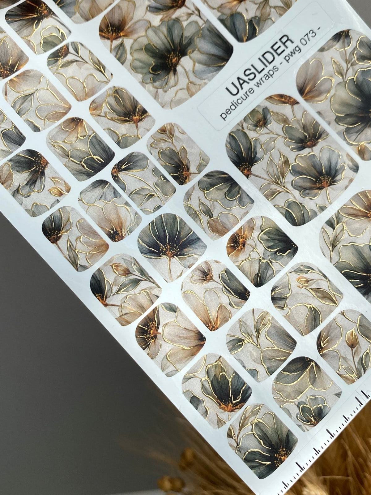 Watercolor Floral Pedicure Nail Wraps — Gold Foil | pwg-073 - UASLIDER