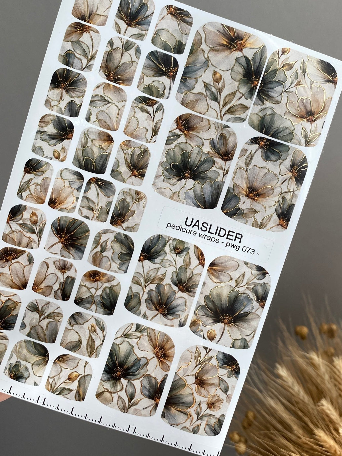 Watercolor Floral Pedicure Nail Wraps — Gold Foil | pwg-073 - UASLIDER