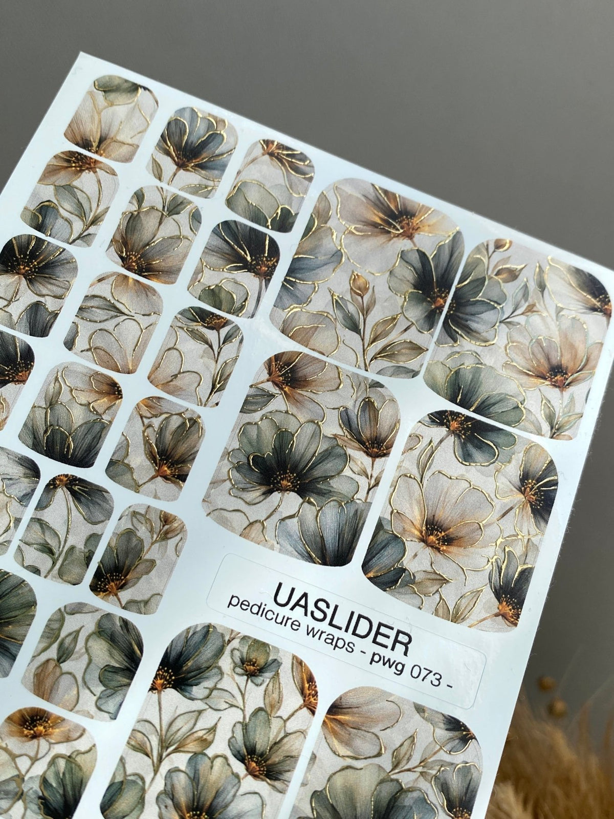 Watercolor Floral Pedicure Nail Wraps — Gold Foil | pwg-073 - UASLIDER