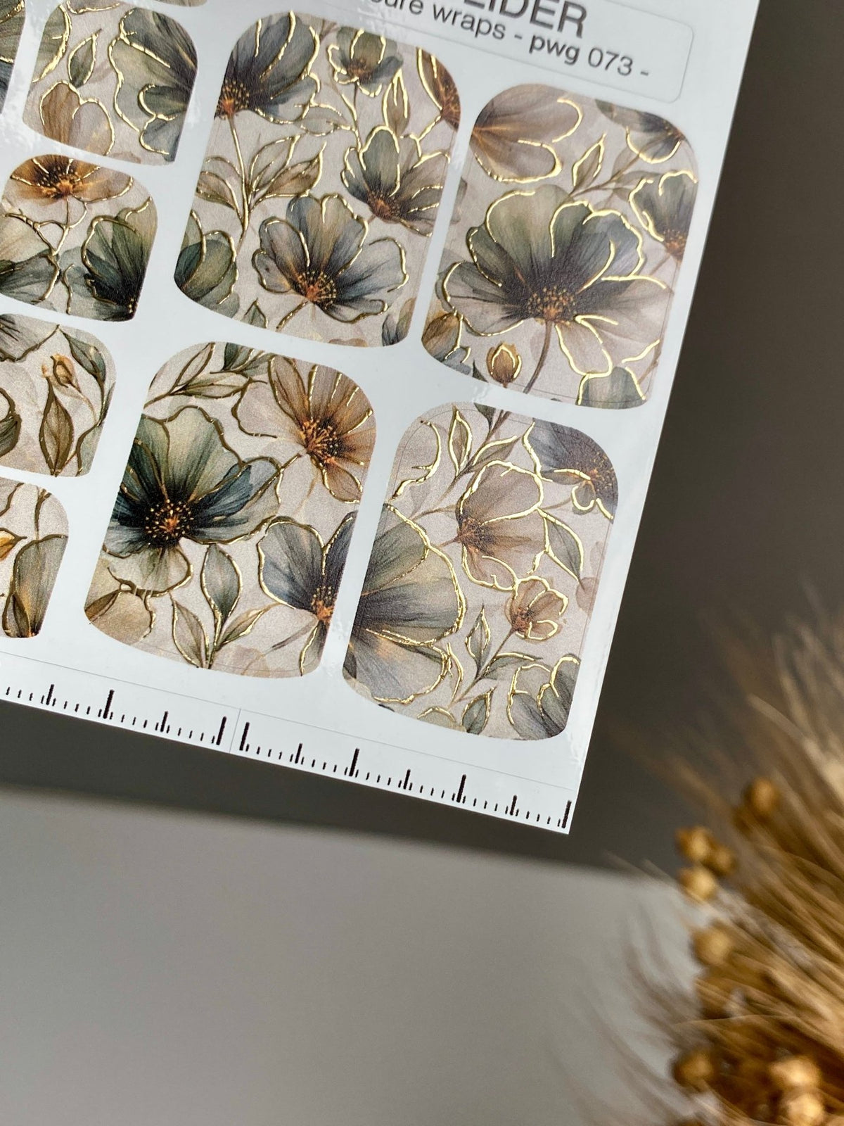 Watercolor Floral Pedicure Nail Wraps — Gold Foil | pwg-073 - UASLIDER