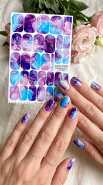 Watercolor Marble Manicure Wraps — Violet & Turquoise | mw-038 - UASLIDER