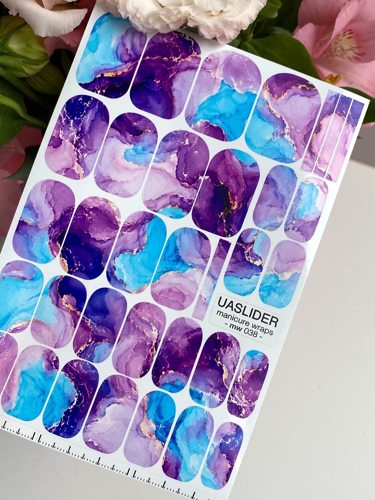 Watercolor Marble Manicure Wraps — Violet & Turquoise | mw-038 - UASLIDER