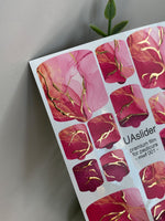 Watercolor Marble Pedicure Nail Wraps — Pink & Gold Foil | MWF-001 - UASLIDER