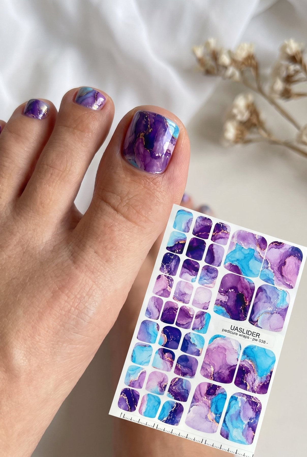 Watercolor Marble Pedicure Nail Wraps — Purple & Blue | PW-038 - UASLIDER