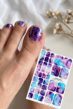 Watercolor Marble Pedicure Nail Wraps — Purple & Blue | PW-038 - UASLIDER