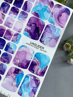 Watercolor Marble Pedicure Nail Wraps — Purple & Blue | PW-038 - UASLIDER
